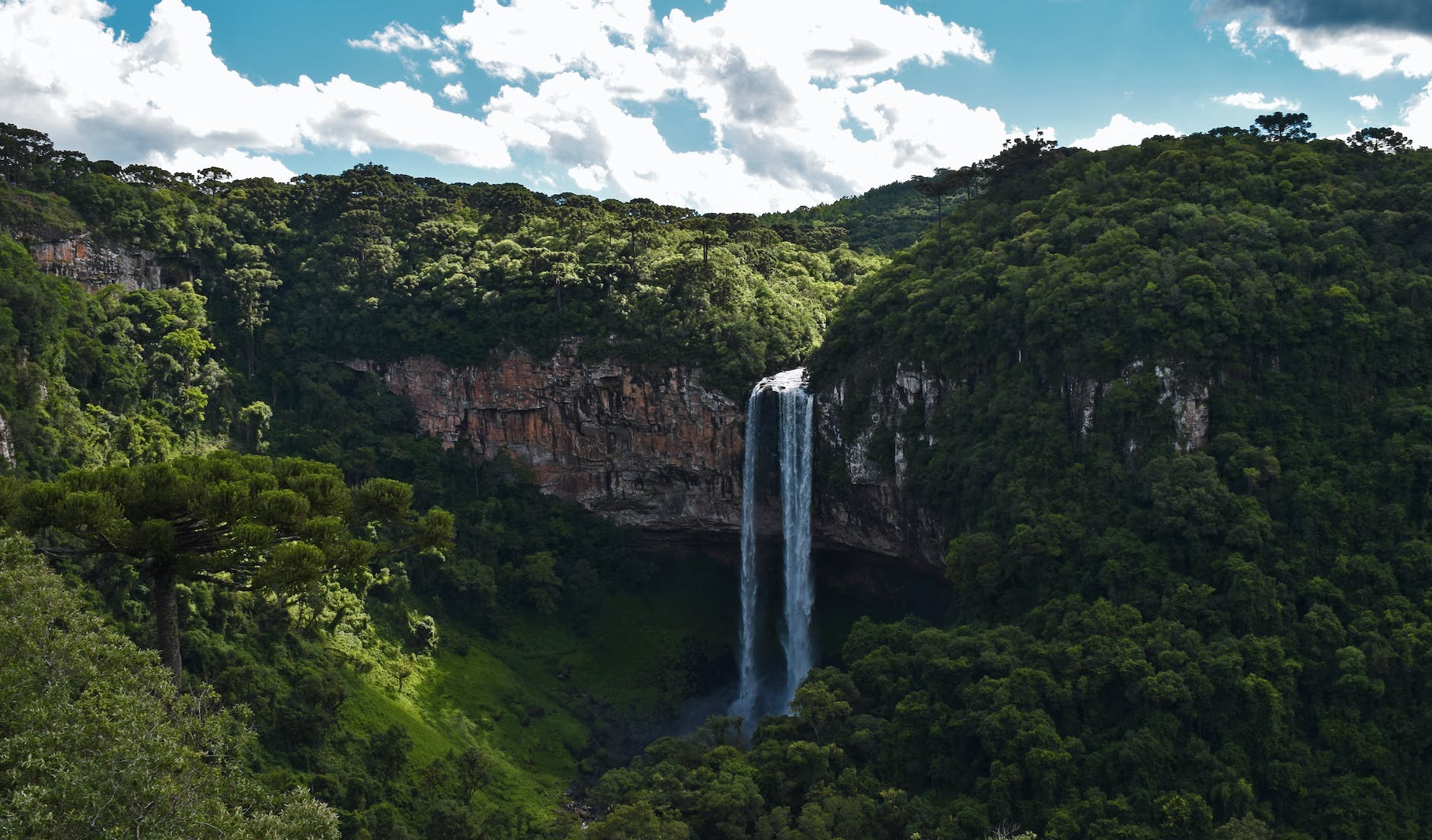 waterfalls on cliff