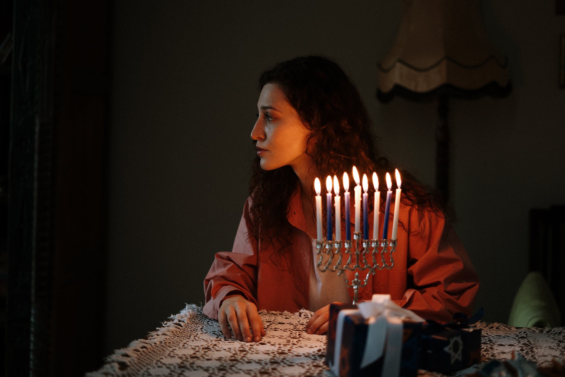 woman in candlelight