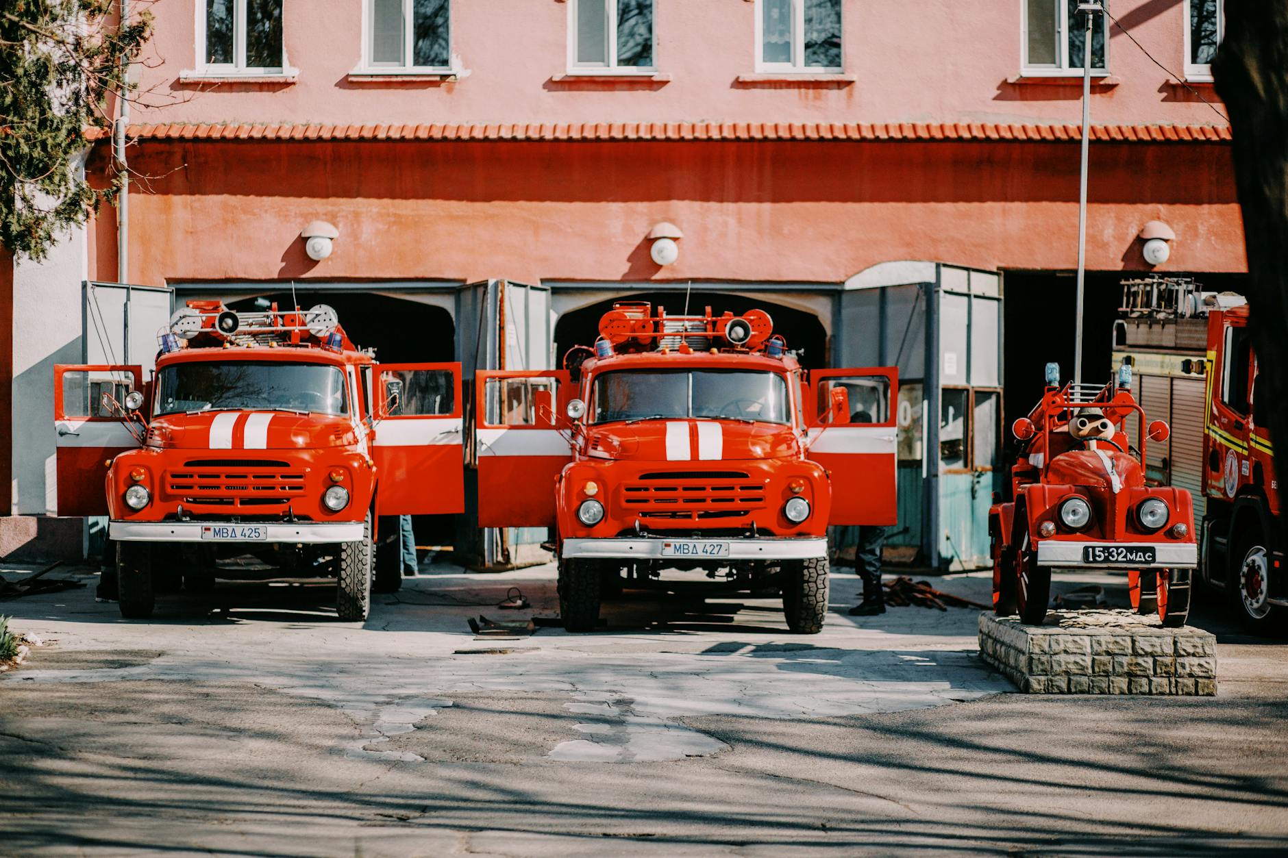 fire trucks at fire station