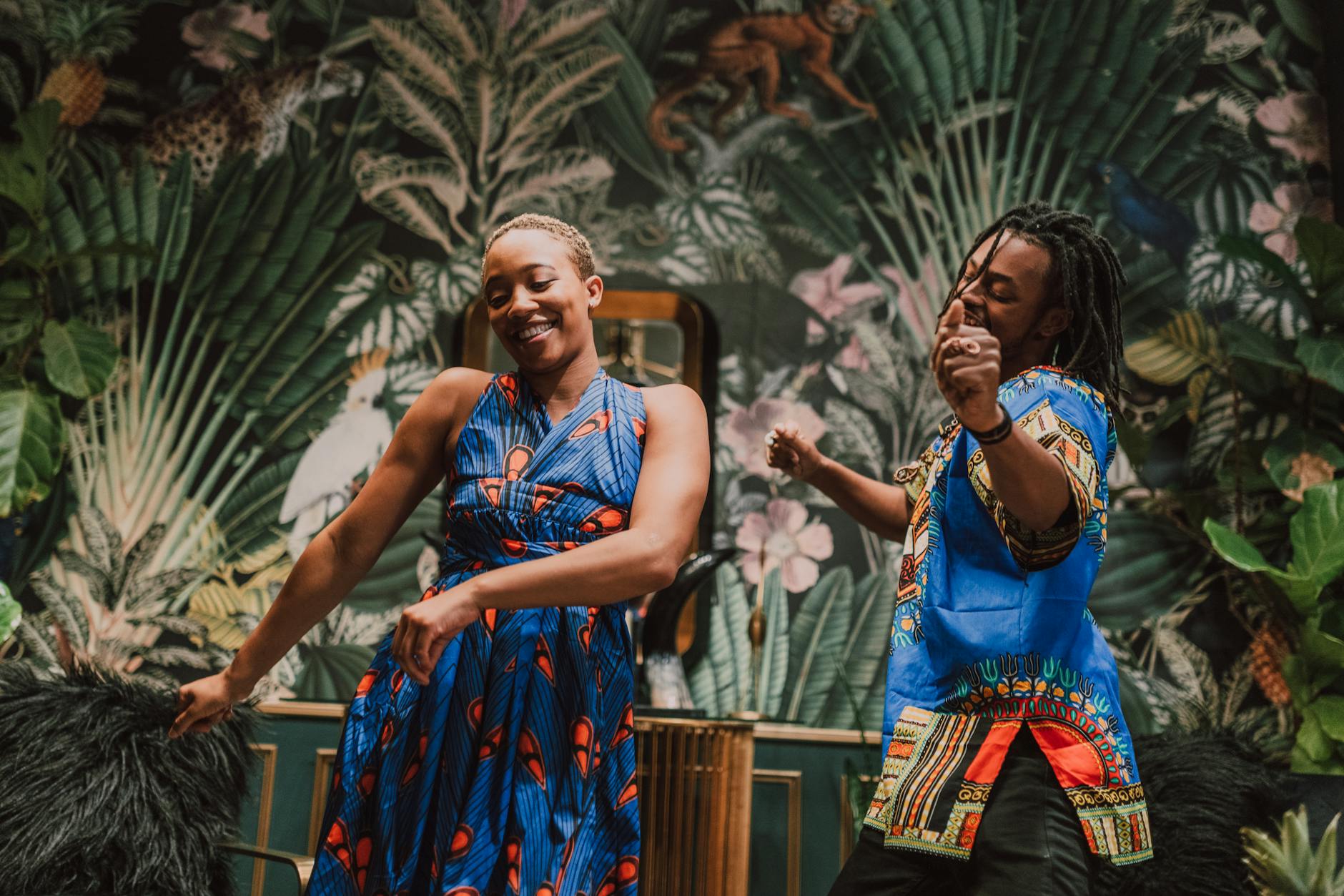 an and woman dancing with enjoyment