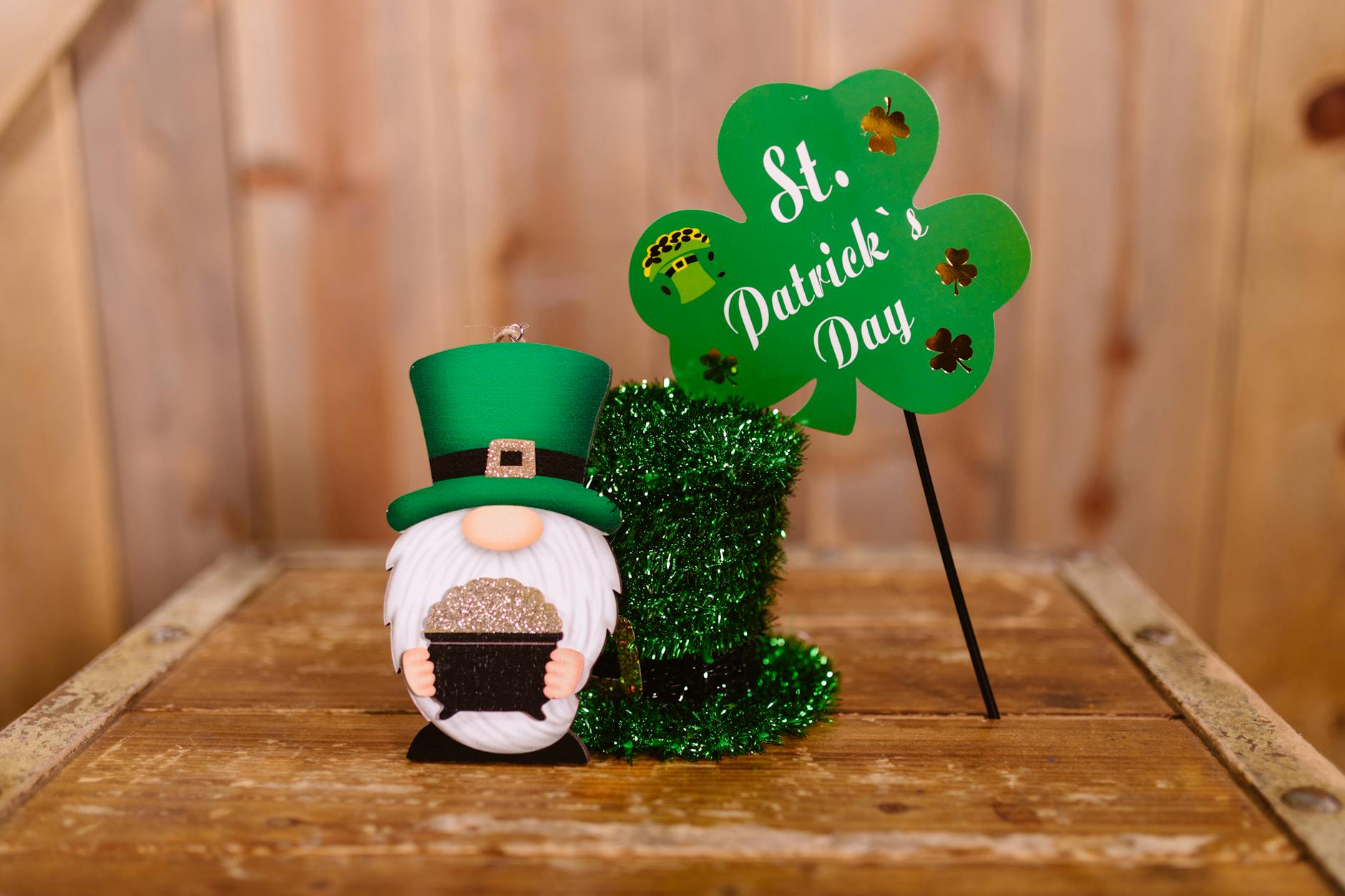 selective focus photo of st patrick s day props