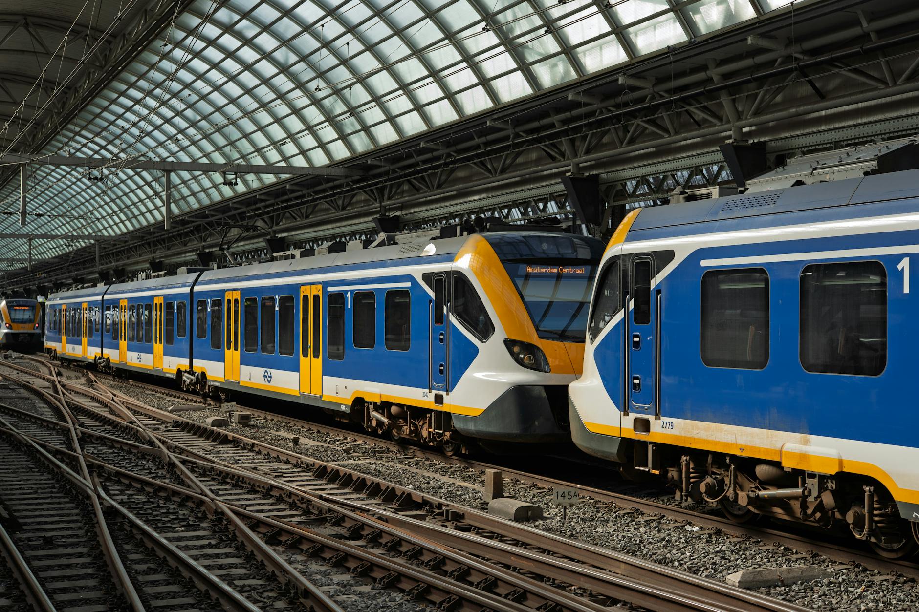 modern dutch train at rotterdam station