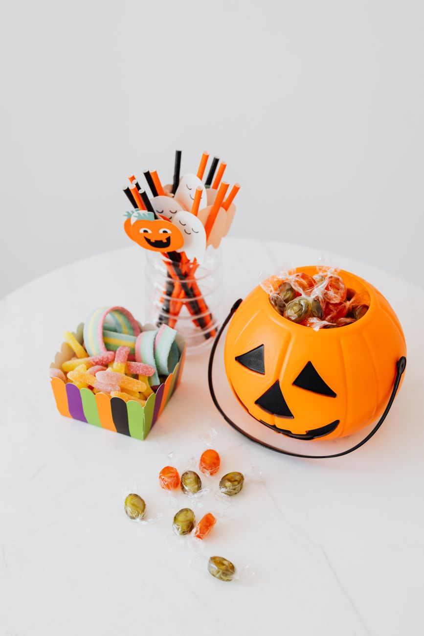 halloween candy and decorations